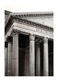 Photograph of the Pantheon's columns and ancient facade in Rome-1
