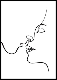 Dessin au trait minimaliste avec deux visages se rapprochant l'un de l'autre-0