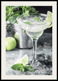 Photograph of margarita in glass with lime and mint leaves-2
