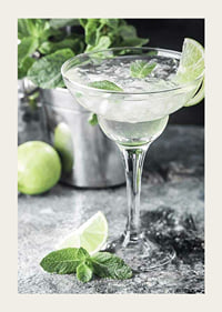 Photograph of margarita in glass with lime and mint leaves-3