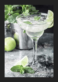 Photograph of margarita in glass with lime and mint leaves-5