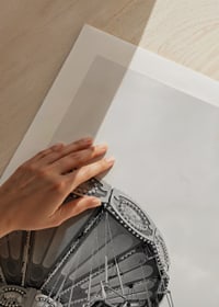 Svartvitt foto av en tom kedjesnurra mot ljus himmel-9