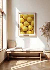 Close-up of yellow lemons in a dense pattern, photographic style-8