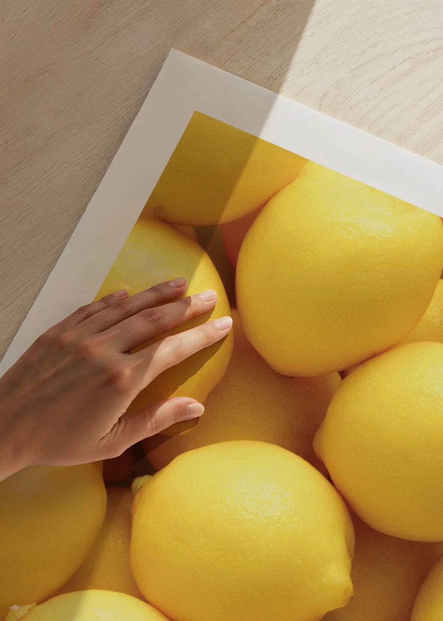Close-up of yellow lemons in a dense pattern, photographic style-12