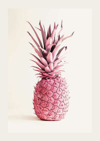 Fotografia ružového ananásu na jasnom jednoliatom pozadí-3
