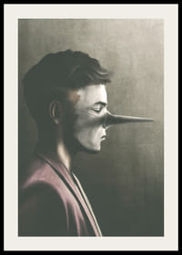 Portret młodego mężczyzny z profilu, z długim, oklapniętym nosem, stonowana kolorystyka-2