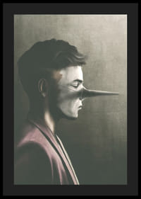 Portret młodego mężczyzny z profilu, z długim, oklapniętym nosem, stonowana kolorystyka-4