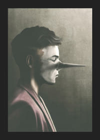 Portret młodego mężczyzny z profilu, z długim, oklapniętym nosem, stonowana kolorystyka-5