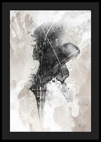 Abstract watercolor of face and handprint in black and beige-4