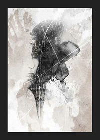 Abstract watercolor of face and handprint in black and beige-5
