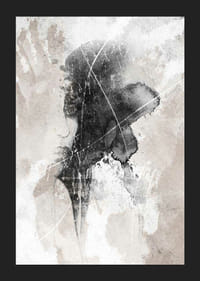 Abstrakt akvarell av ansikte och handavtryck i svart och beige-5