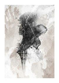 Abstract watercolor of face and handprint in black and beige-1