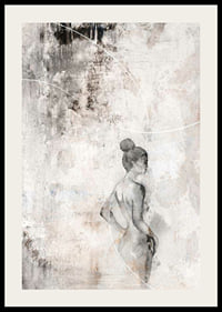 Watercolor of woman in profile against sand-colored abstract background-2