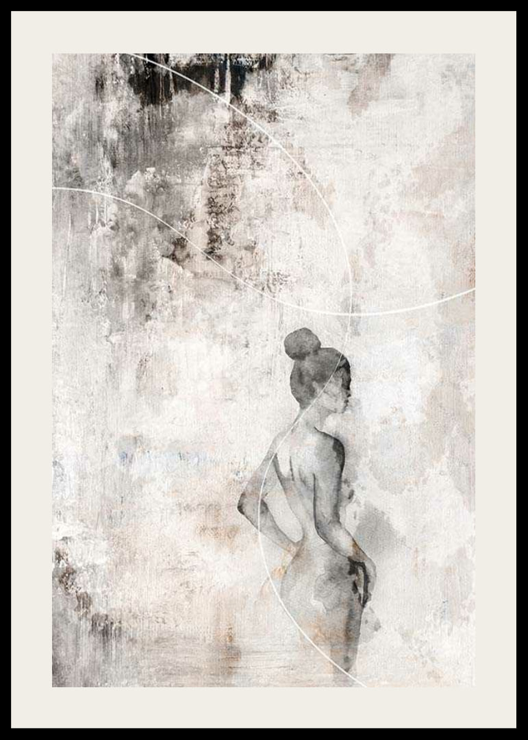 Watercolor of woman in profile against sand-colored abstract background-12