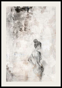 Aquarelle d'une femme de profil sur fond abstrait couleur sable-2