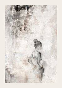 Watercolor of woman in profile against sand-colored abstract background-3