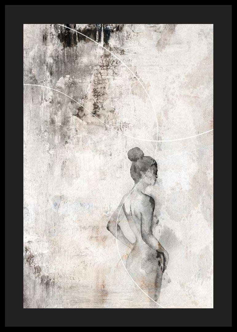 Aquarelle d'une femme de profil sur fond abstrait couleur sable-12