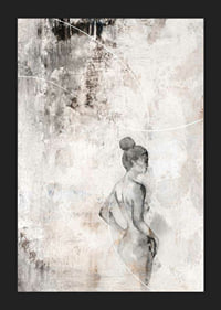 Watercolor of woman in profile against sand-colored abstract background-5