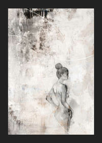 Aquarelle d'une femme de profil sur fond abstrait couleur sable-5