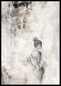 Watercolor of woman in profile against sand-colored abstract background-6
