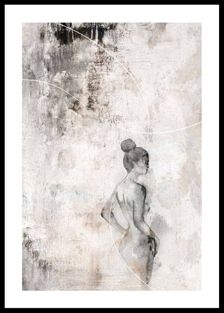 Watercolor of woman in profile against sand-colored abstract background-12