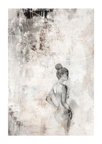 Watercolor of woman in profile against sand-colored abstract background-1