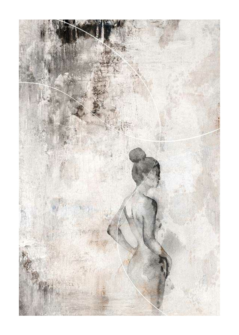 Watercolor of woman in profile against sand-colored abstract background-12