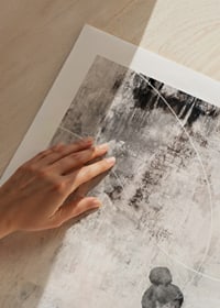 Watercolor of woman in profile against sand-colored abstract background-9
