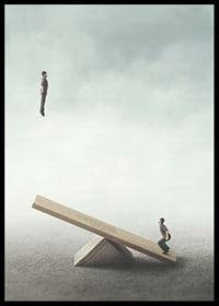 Surreal illustration with two men on a seesaw-6