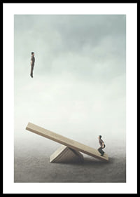 Surreal illustration with two men on a seesaw-0