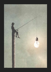 Surrealistisk illustration av man som fiskar med glödlampa-5