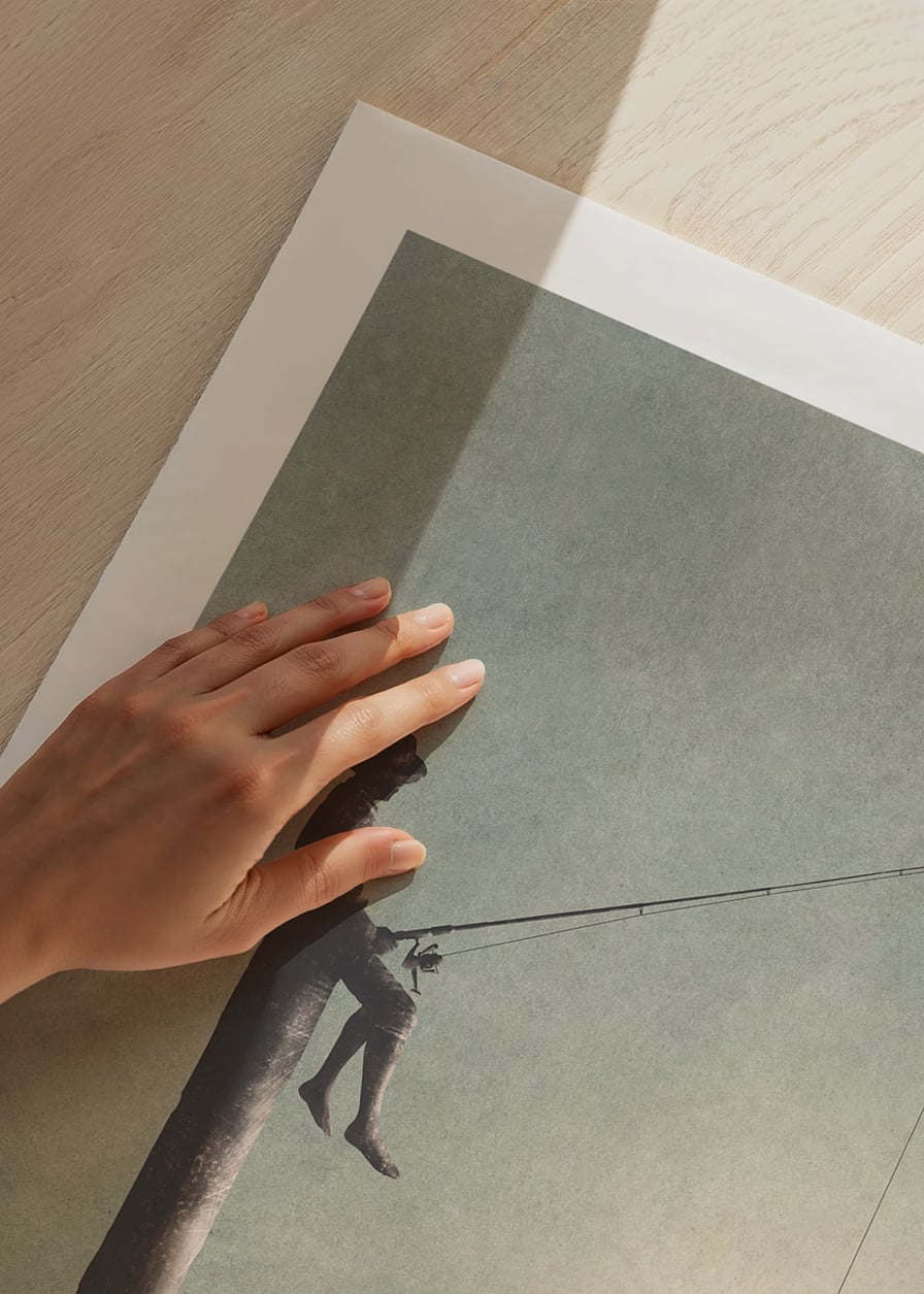 Surreal illustration of man fishing with light bulb-12