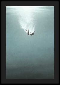 Illustrated woman sinking underwater in blue tones-4