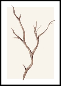 Watercolor of brown tree branch against light beige background-0