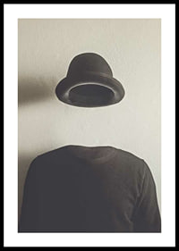 Surreal illustration of empty jacket and floating hat-0