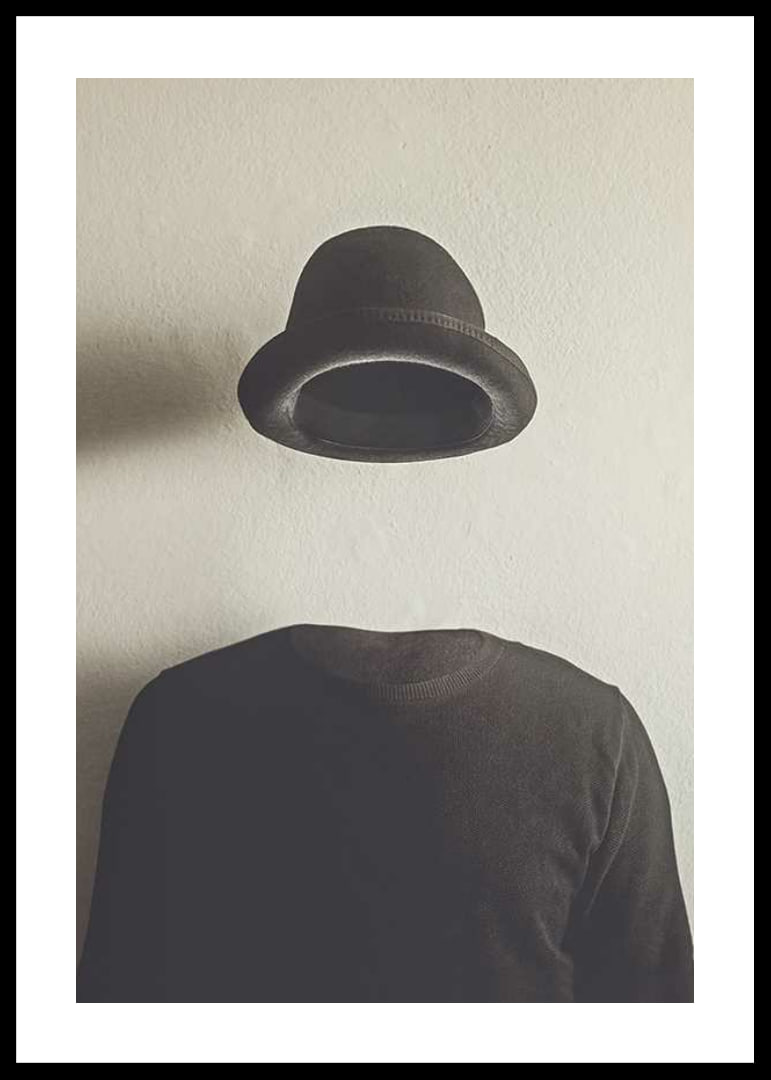 Surreal illustration of empty jacket and floating hat-12