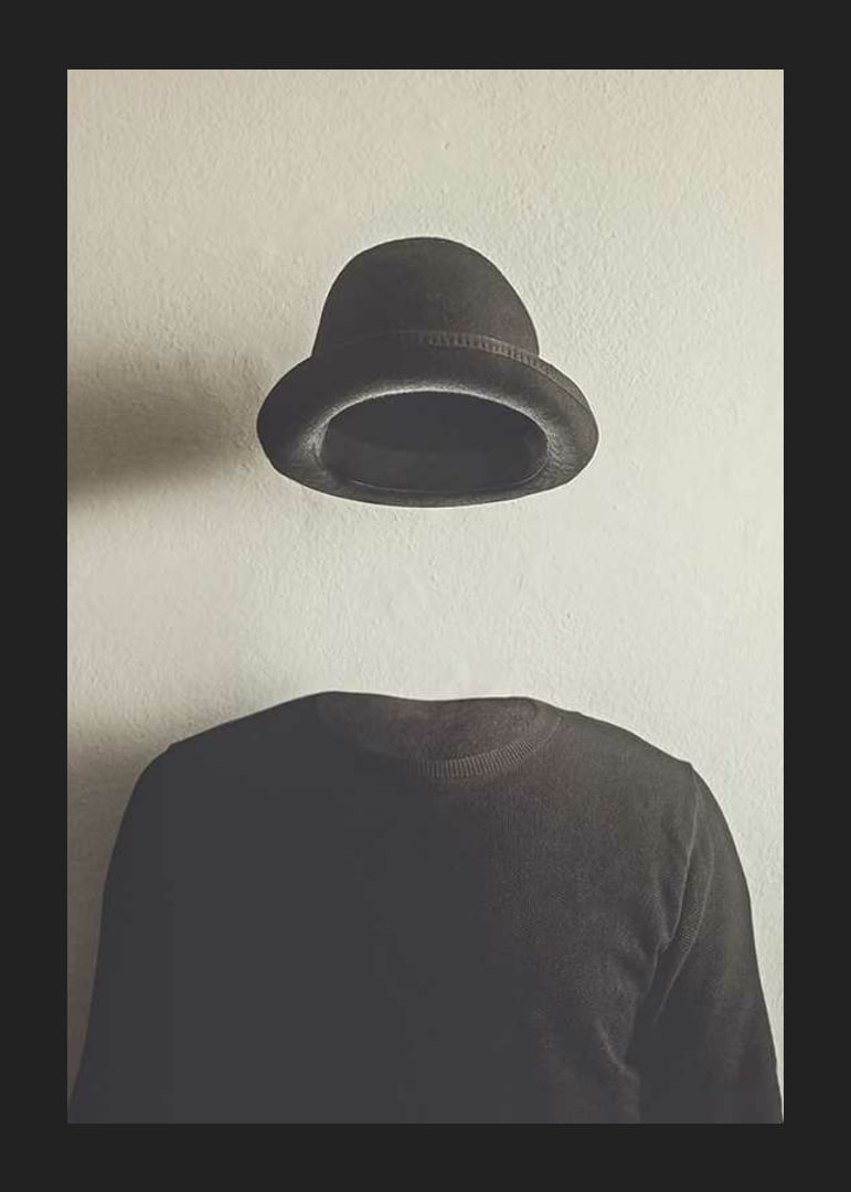 Surreal illustration of empty jacket and floating hat-12