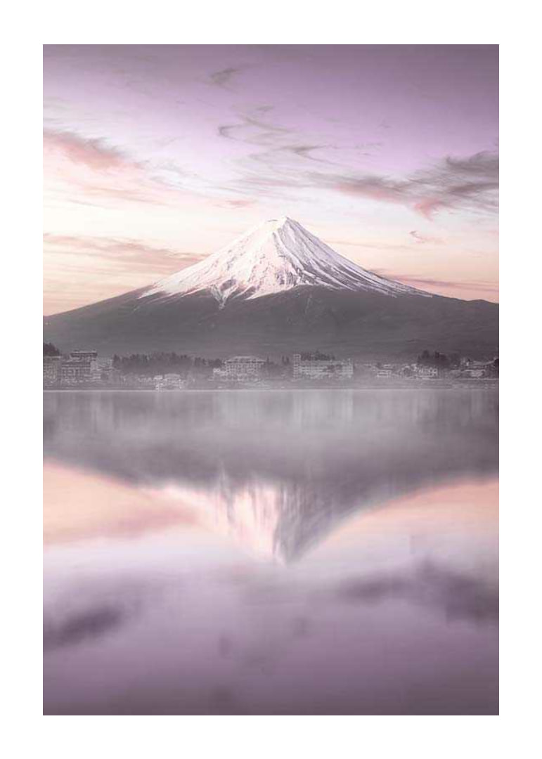 Fotografie des Fuji bei Sonnenaufgang mit violetten Tönen-12