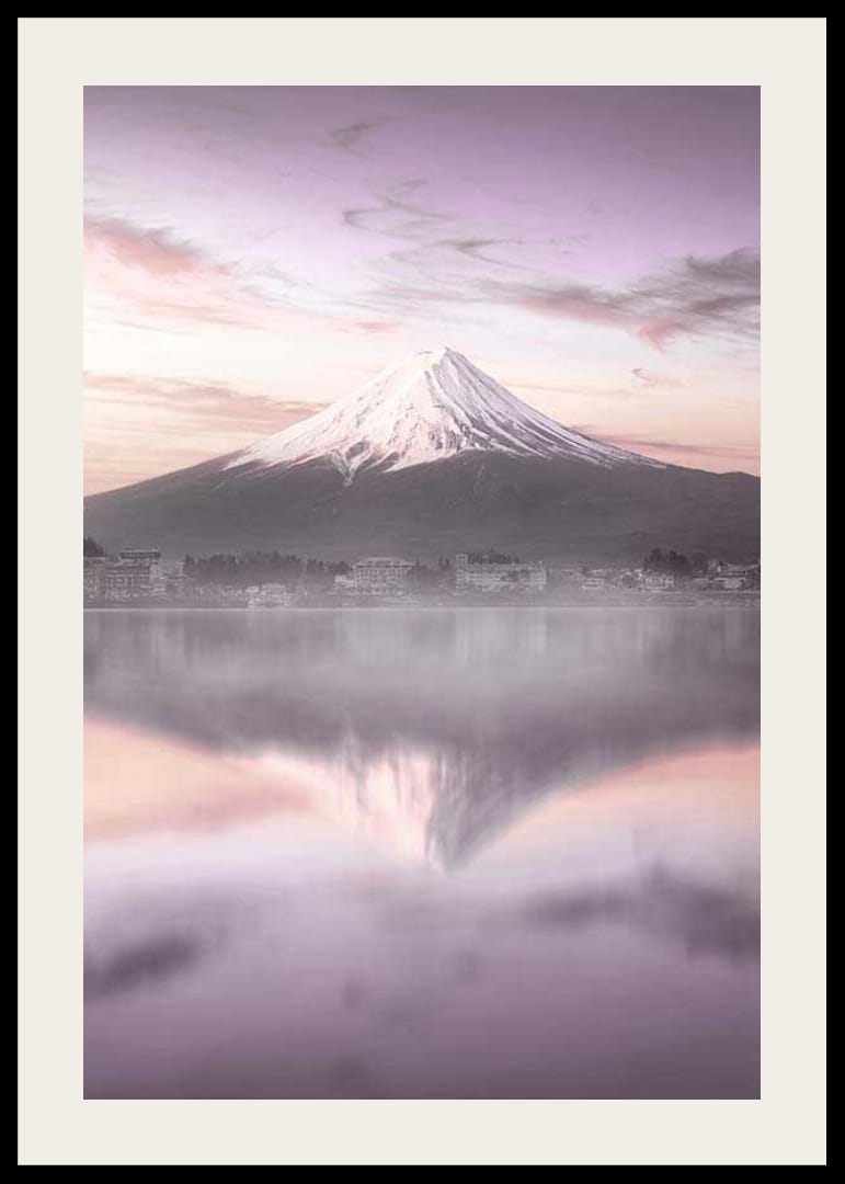 Photograph of Mount Fuji at sunrise with purple tones-12