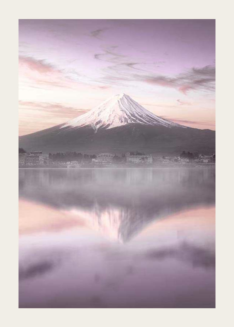 Photograph of Mount Fuji at sunrise with purple tones-12