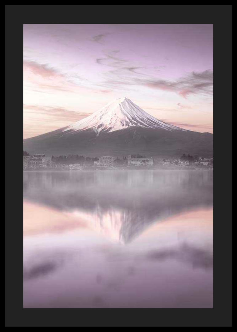 Photograph of Mount Fuji at sunrise with purple tones-12