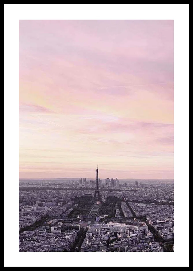 Photographic view of Paris with the Eiffel Tower in purple evening light-12