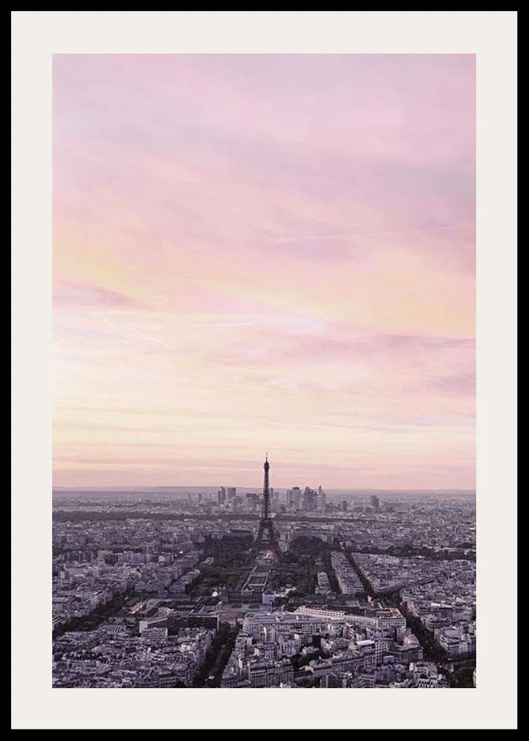 Photographic view of Paris with the Eiffel Tower in purple evening light-12