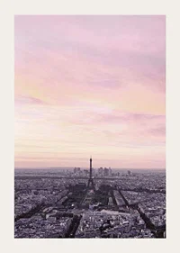 Photographic view of Paris with the Eiffel Tower in purple evening light-3
