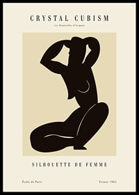 Abstrakt silhuett av kvinne i mørkebrun mot beige bakgrunn-0