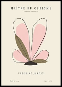 Abstrakt blomillustration med rosa blad och beige bakgrund-0