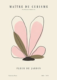 Abstrakt blomillustration med rosa blad och beige bakgrund-1