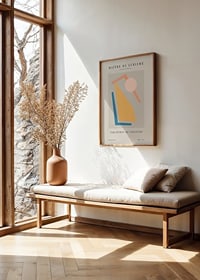 Abstract geometric shapes in blue, orange and beige style-2