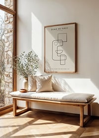 Abstrakt line art med geometriska former på beige bakgrund-2