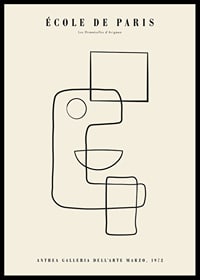 Abstrakt line art med geometriska former på beige bakgrund-0